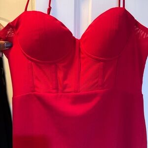 Astr Vibrant Red Strapless Dress